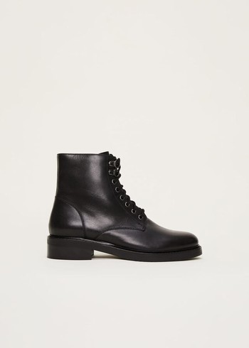 Phase Eight Lace Up Leather Boots Black Canada | VYPWIJ-258